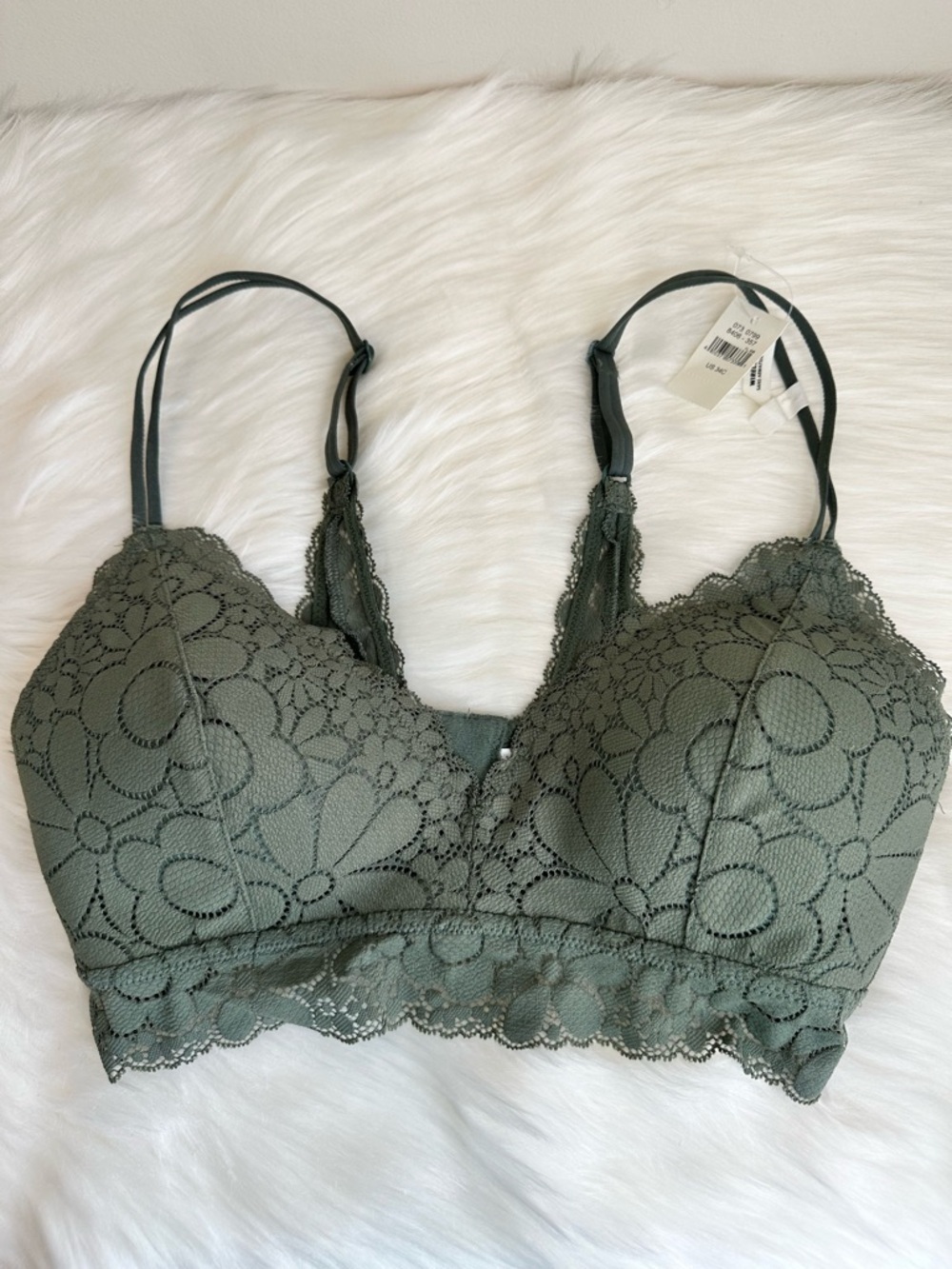 NWT Aerie Real Happy Lightly Lined Wireless Candy Lace Bra Royal Palm Size 34C - Picture 14 of 15
